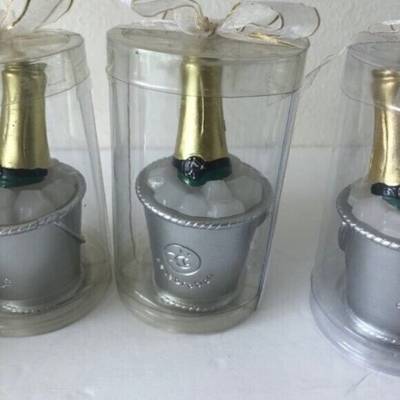 Candles Set of 4 pc Champagne Bottle in Ice Bucket Minis NEW - Picture 5 of 9
